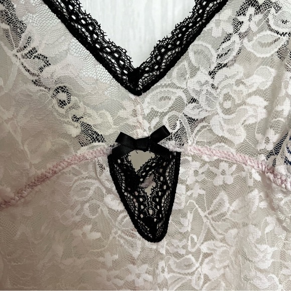 Apt.9 Chemise with Straps Womens XL Floral Black Lace Trim Retro Classic Ivory - Picture 5 of 7